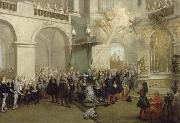 Nicolas Lancret La remise de l'Ordre du Saint-Esprit dans la chapelle de Versailles Spain oil painting artist